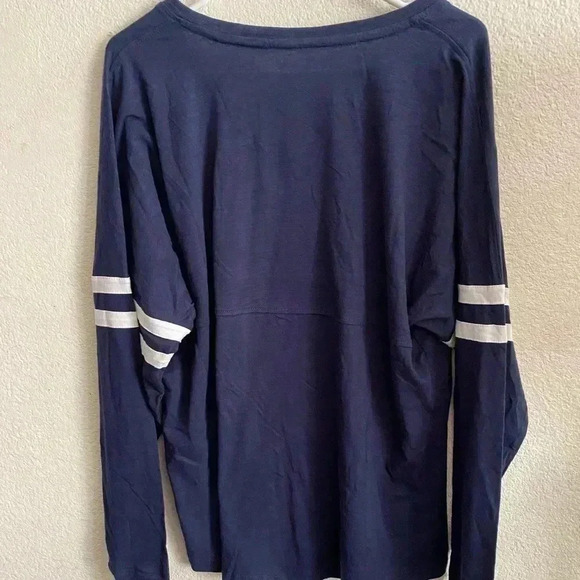 💥Navy Long Sleeve White Stripes Top M - Picture 2 of 5